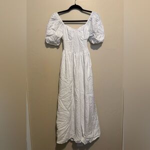 Elegant White Puff Sleeve Dress
